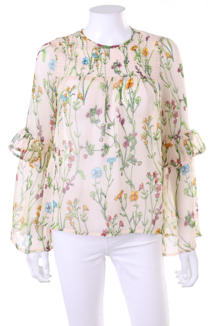 No Label - Volants-Blouse with Flower Print - S