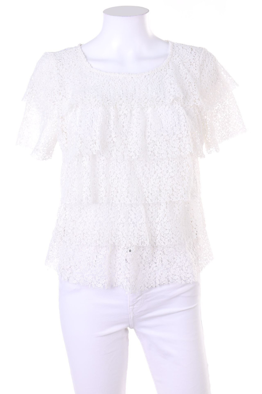 ZARA - Spitzen-Kurzarm-Bluse - M