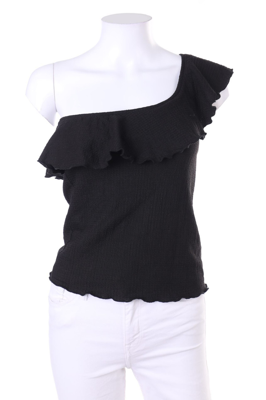 Stradivarius - Cold-Shoulder-Crop-Top with Volants - M