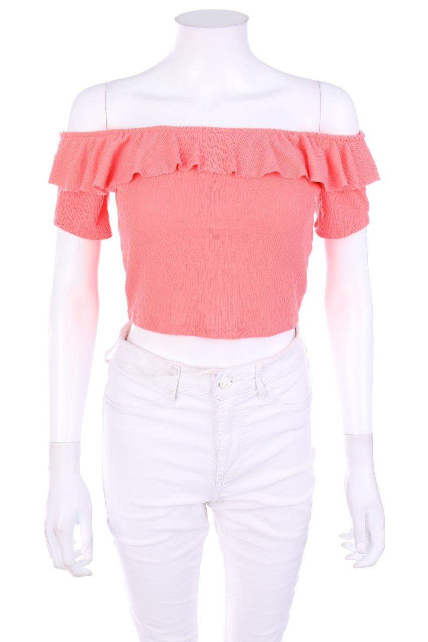 ZARA WOMAN - Carmen-Crop-Top mit Volants - M