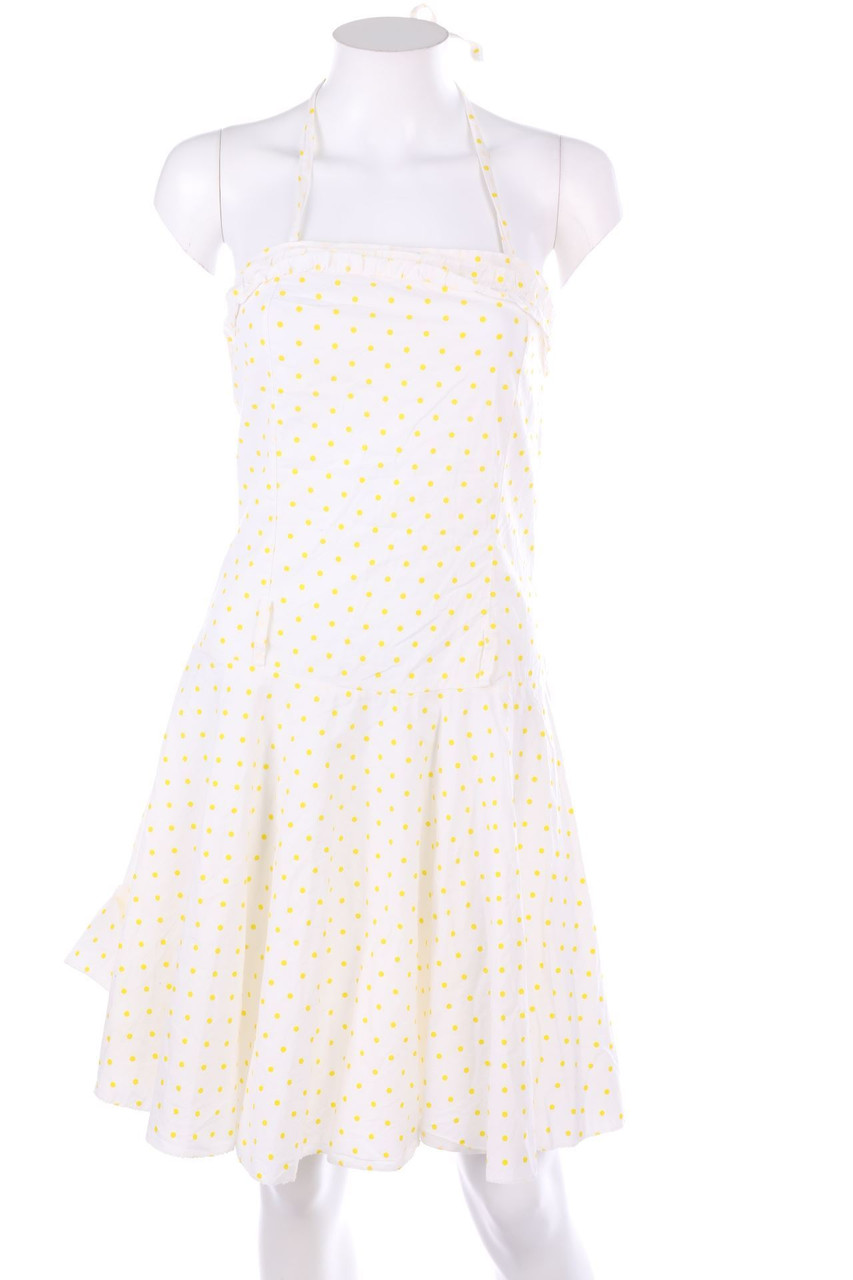 No Label - Polka Dot-Neckholder Dress with Frills - S