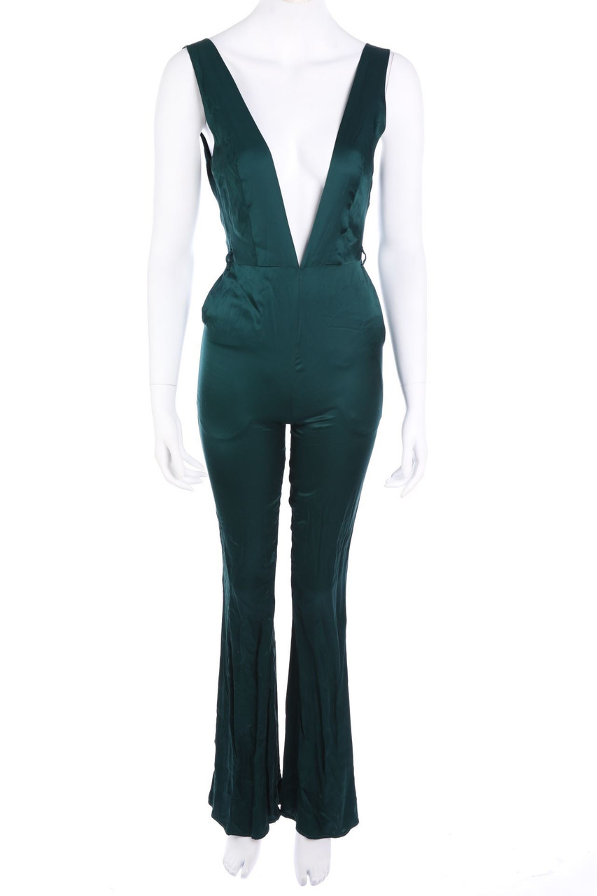 evanbenjamin - Satin Jumpsuit with Deep Plunge Neckline - D 40