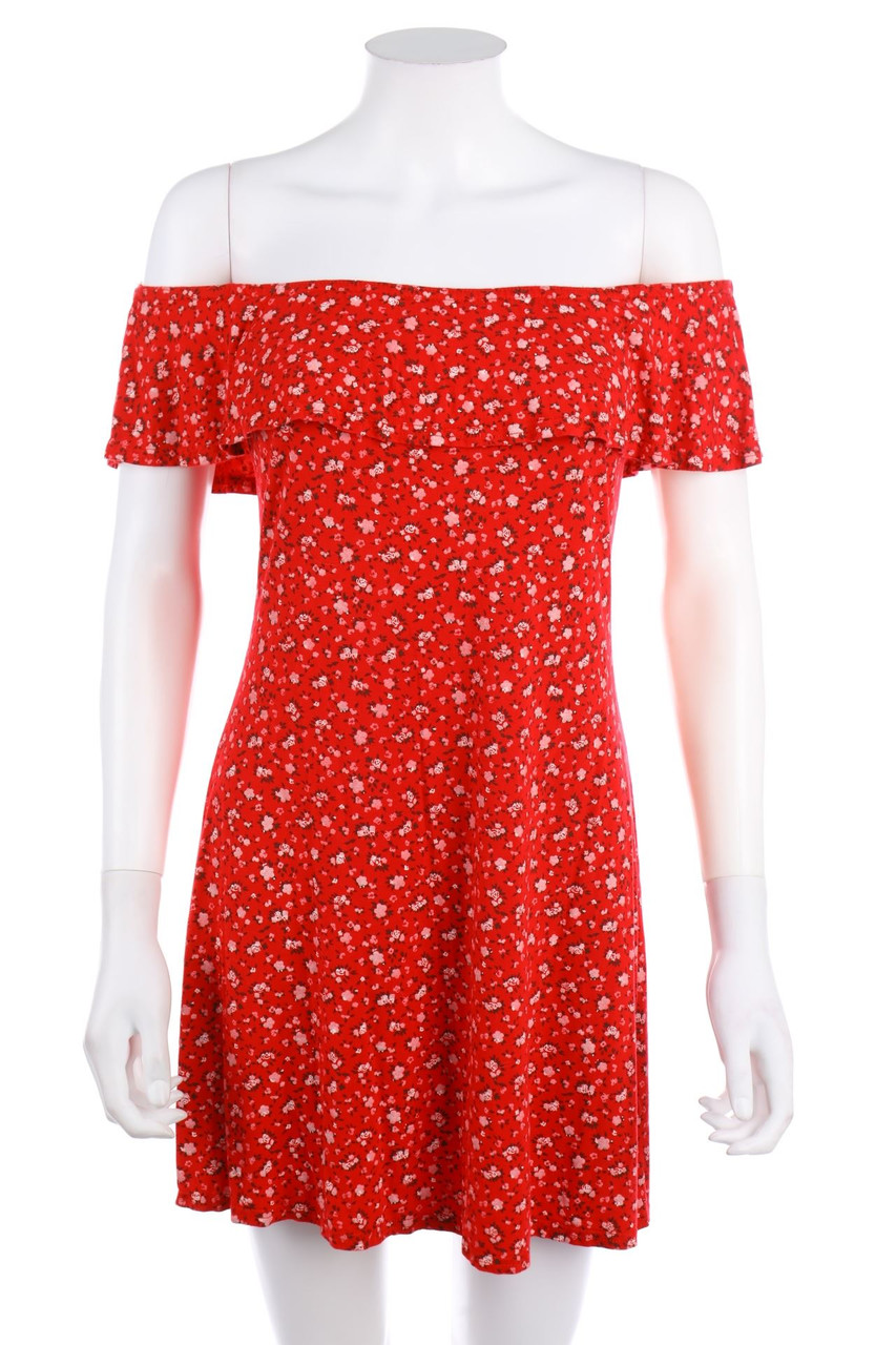 MISSGUIDED - Carmen-Mini Dress with Flower Print - S