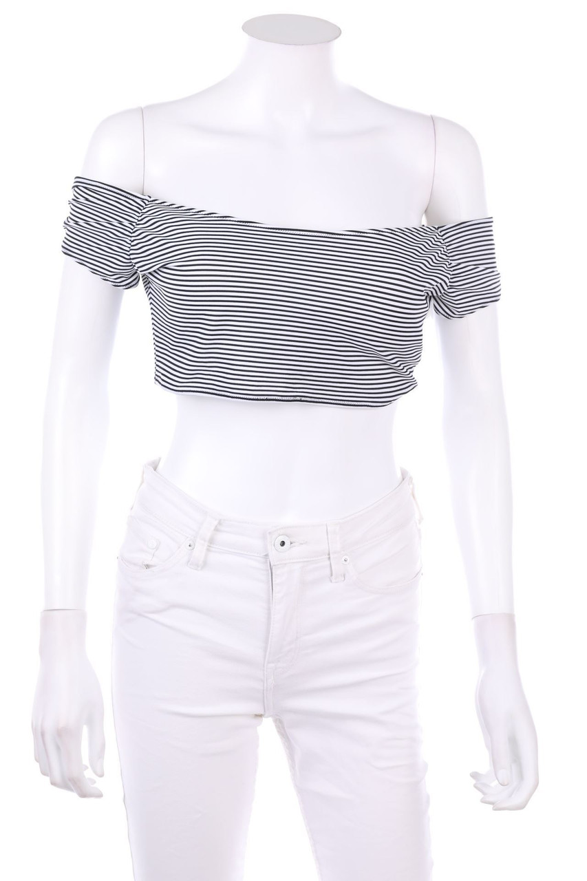 VICTORIA´S SECRET - Cropped-Kurzarm-Shirt mit Streifen - L