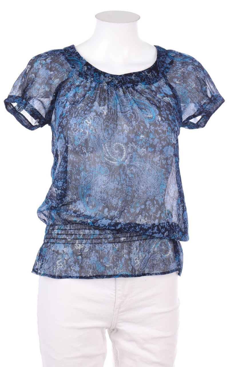 CALLIOPE - Kurzarm-Bluse mit Smok-Details - S