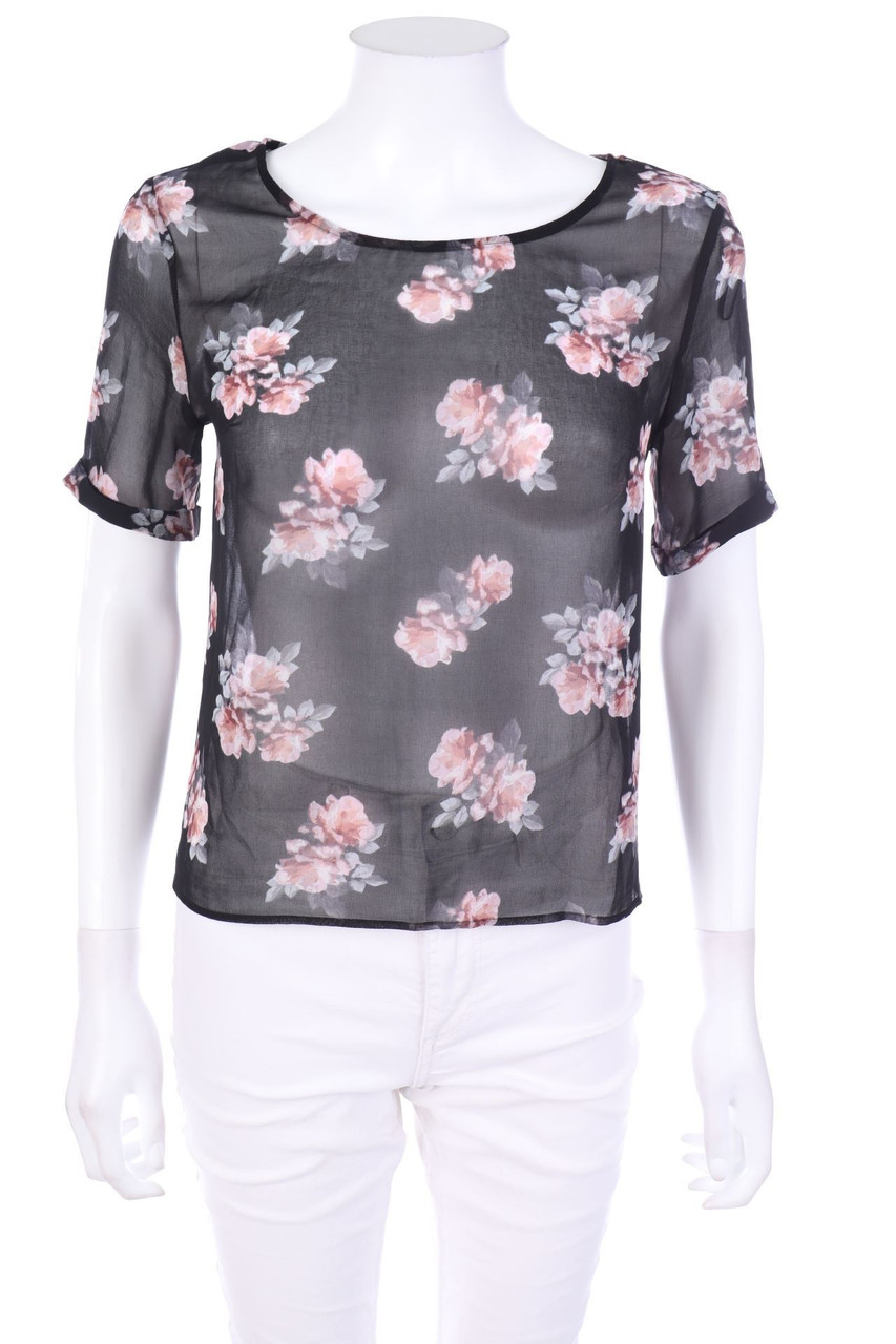 H&M DIVIDED - Kurzarm-Shirt mit Blumen-Print - D 34