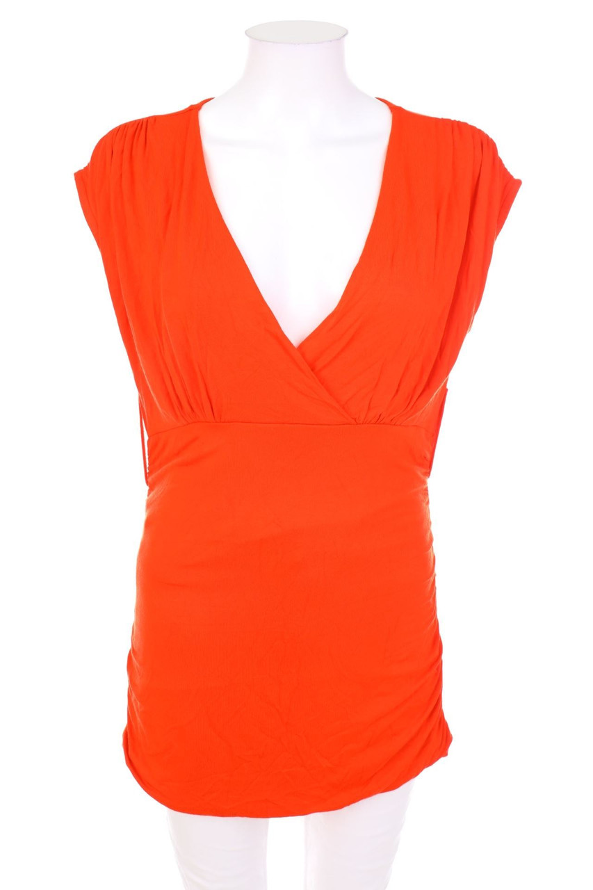 AMISU - Shortsleeve Blouse with Deep Plunge Neckline - XL