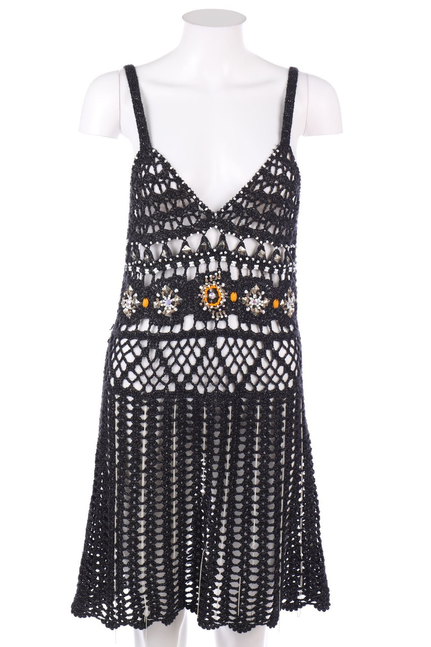 ROSA&ROSE - Hippie-Strickkleid mit Applikationen - S