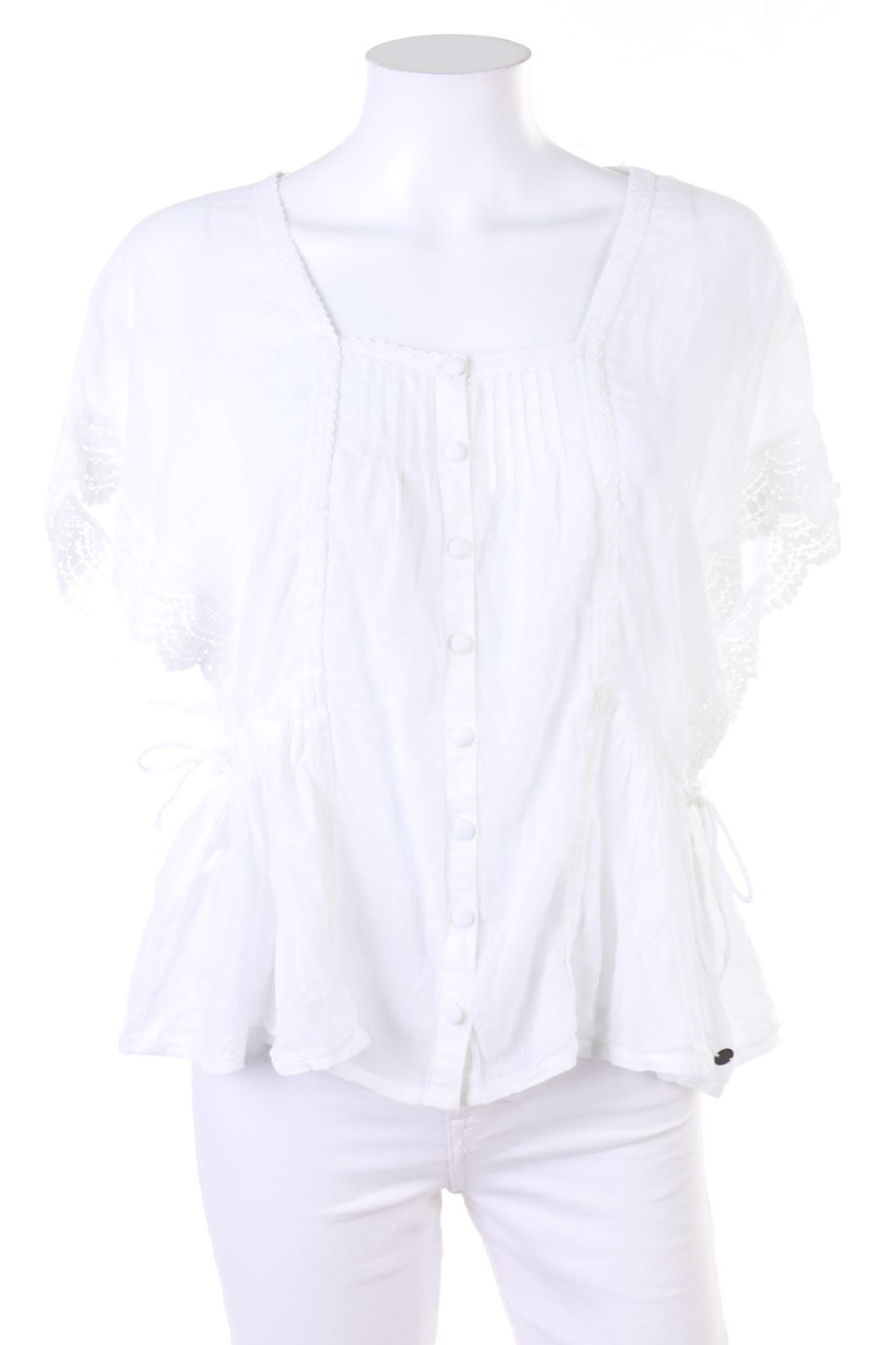No Label - Shortsleeve Blouse with Lace - L