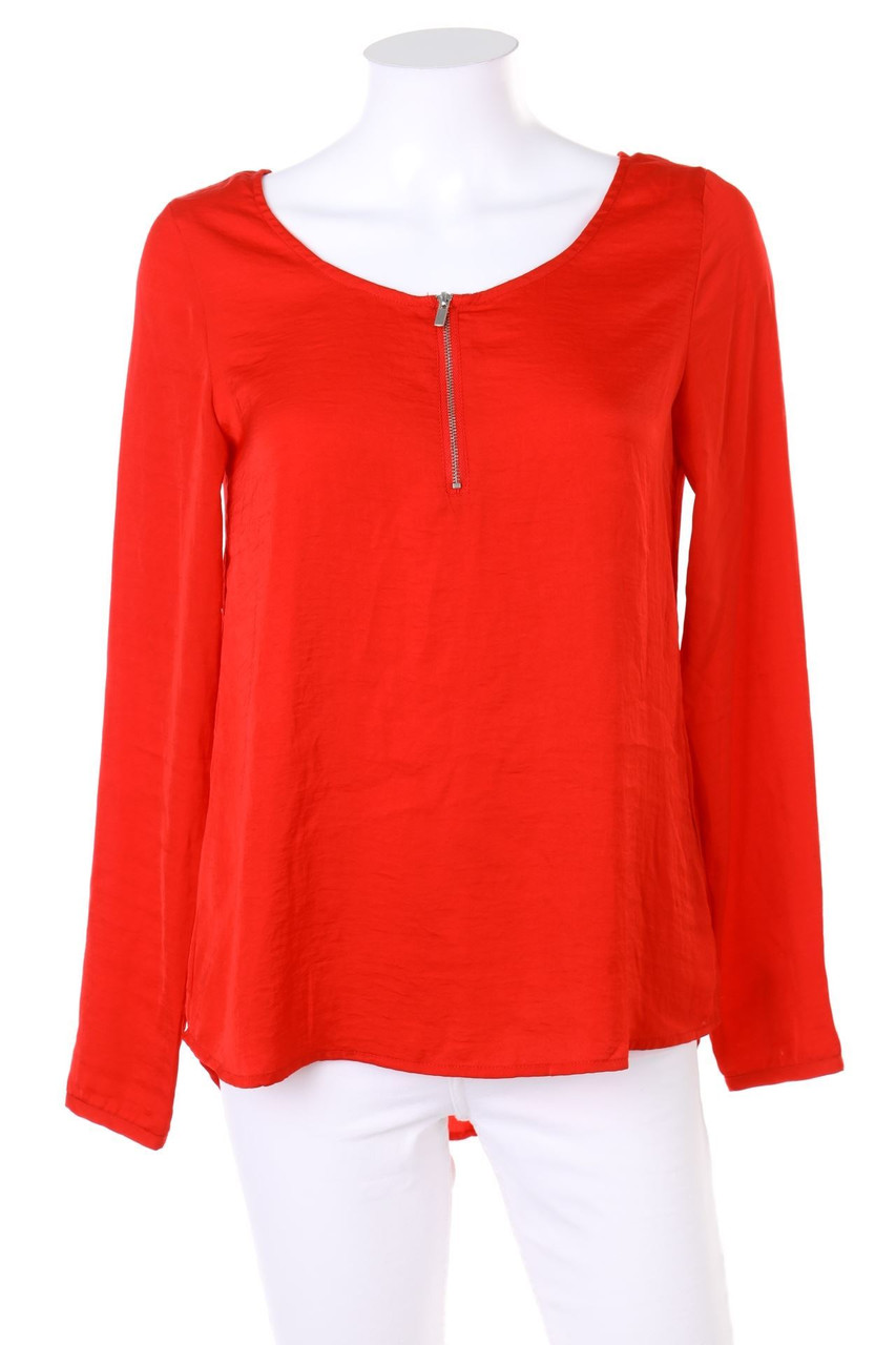 zebra - Satin Blouse with Zipper Closure - XS