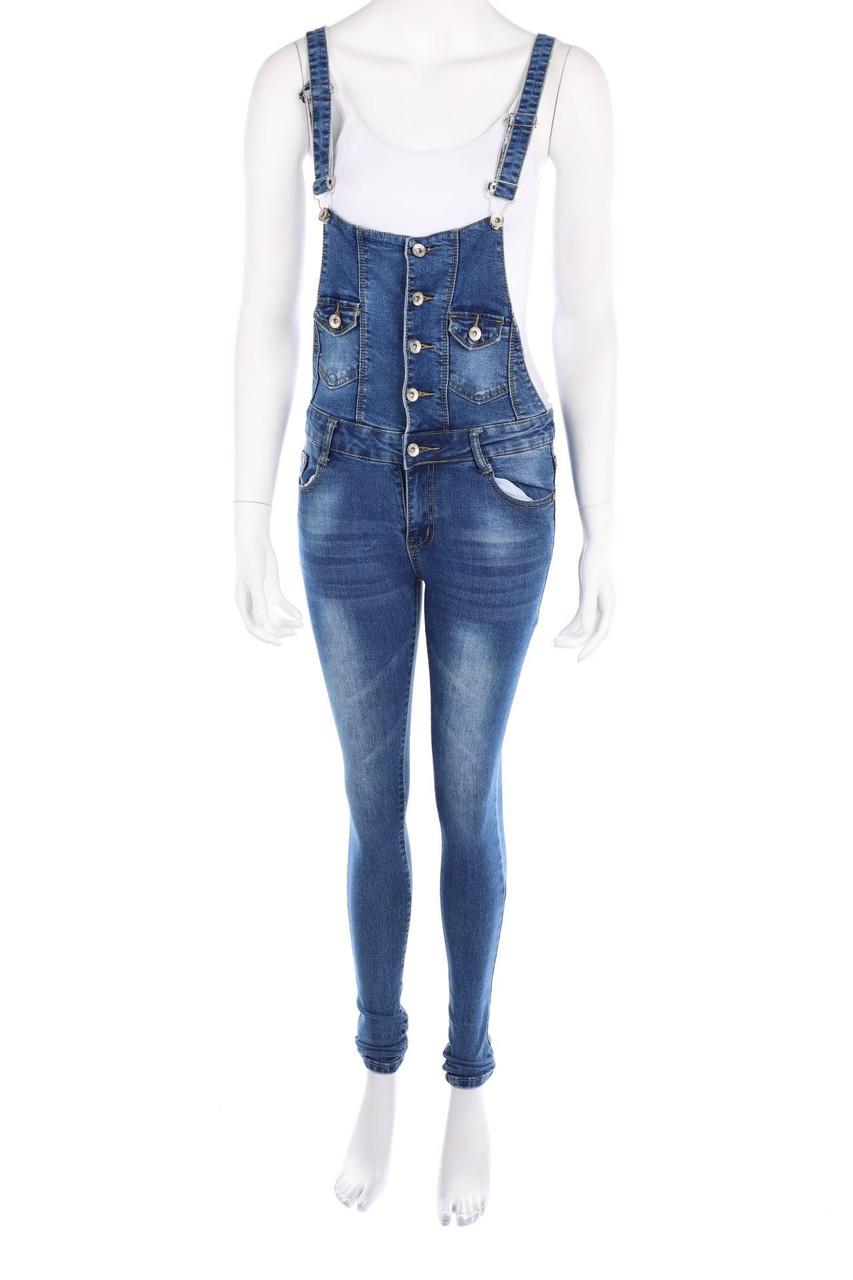 VERT de RAGE - Jeans-Latzhose im Used Look - S