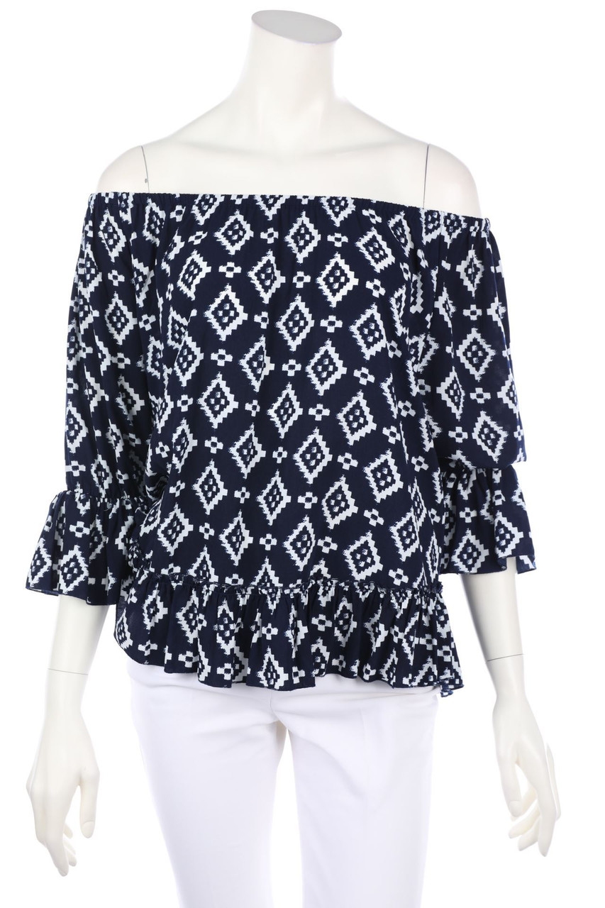 STEFFEN SCHRAUT - Carmen-Bluse mit Print - D 36