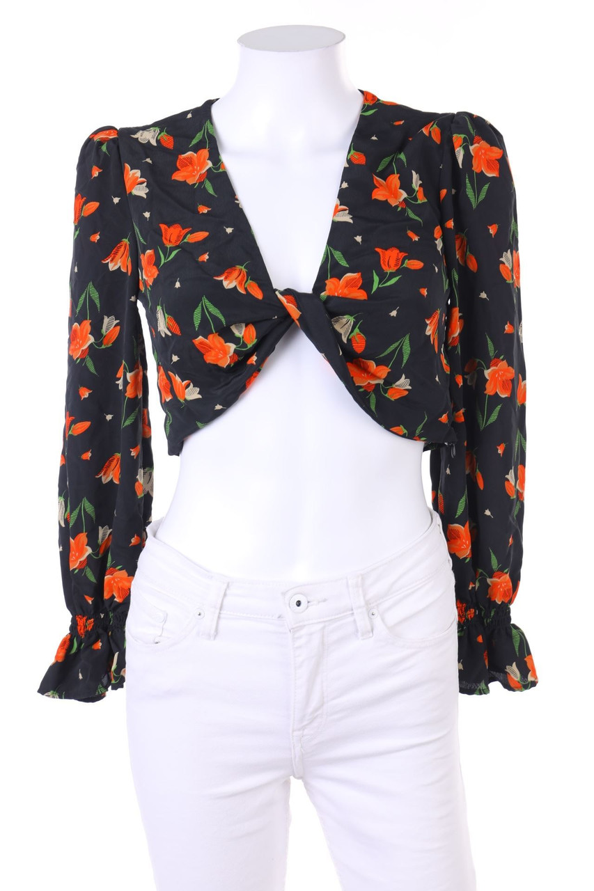 TOPSHOP - Cropped-Blouse with Flower Print - D 34