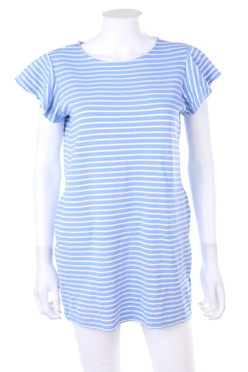 rich & royal - Striped Shortsleeve-Shirt with Volants - M