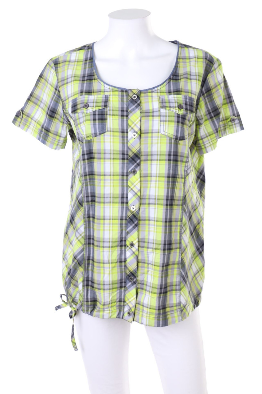 Miss Beverly - Karo-Kurzarm-Bluse mit Tunnelzug - M