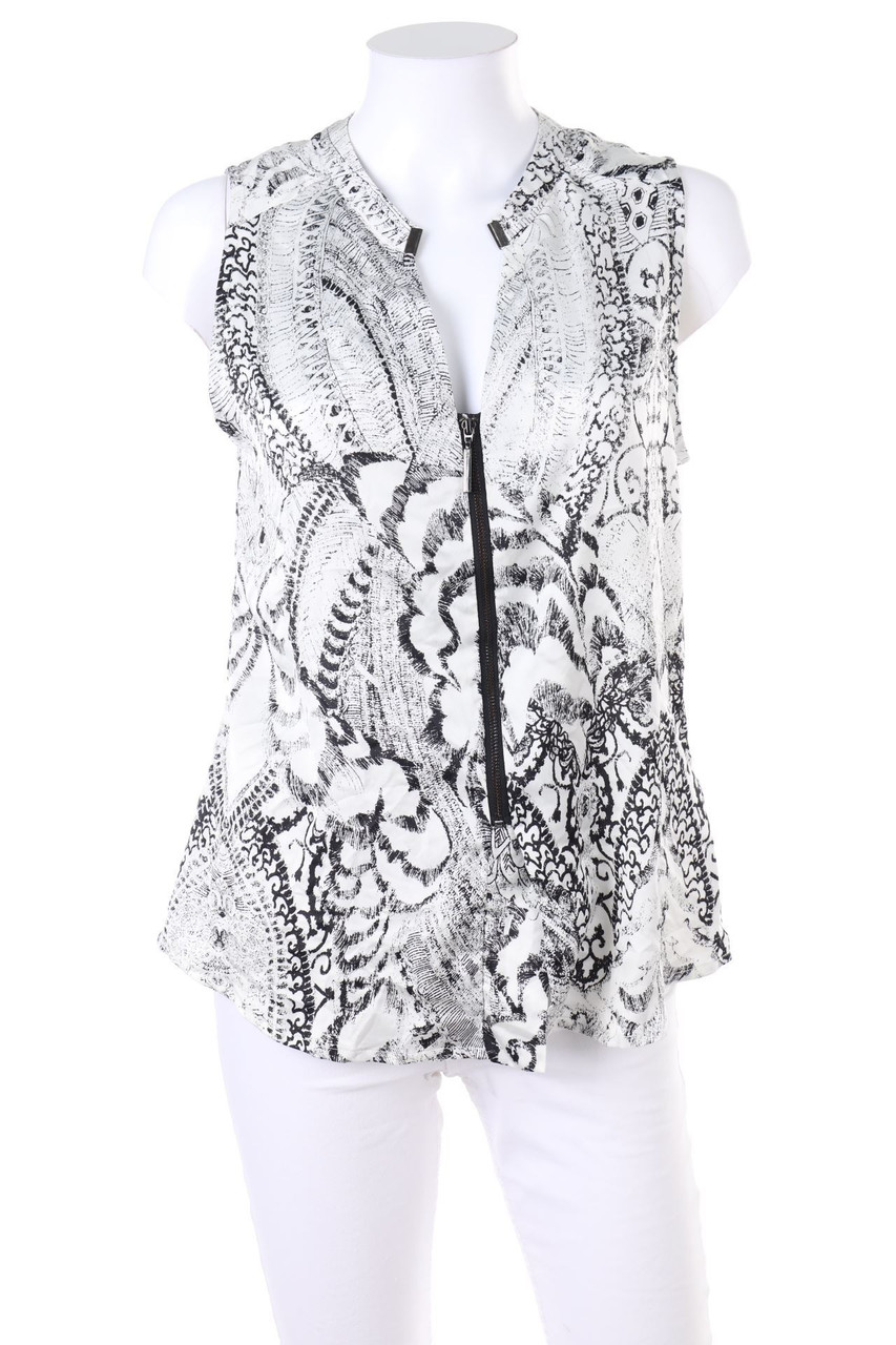 SODa - Print-Blouse Top with Zipper Closure - S