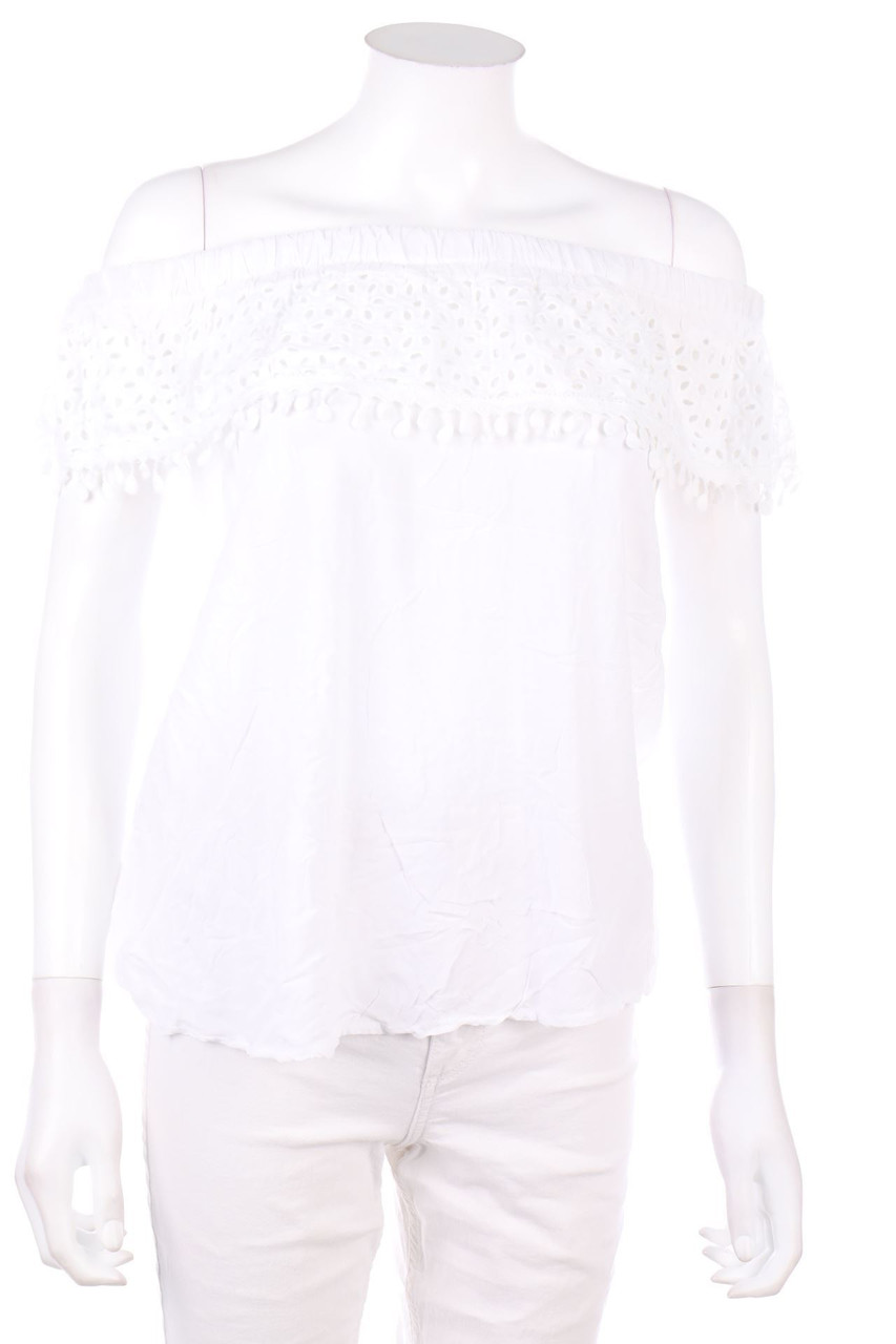 No Label - Carmen-Shortsleeve-Shirt with Lace - S
