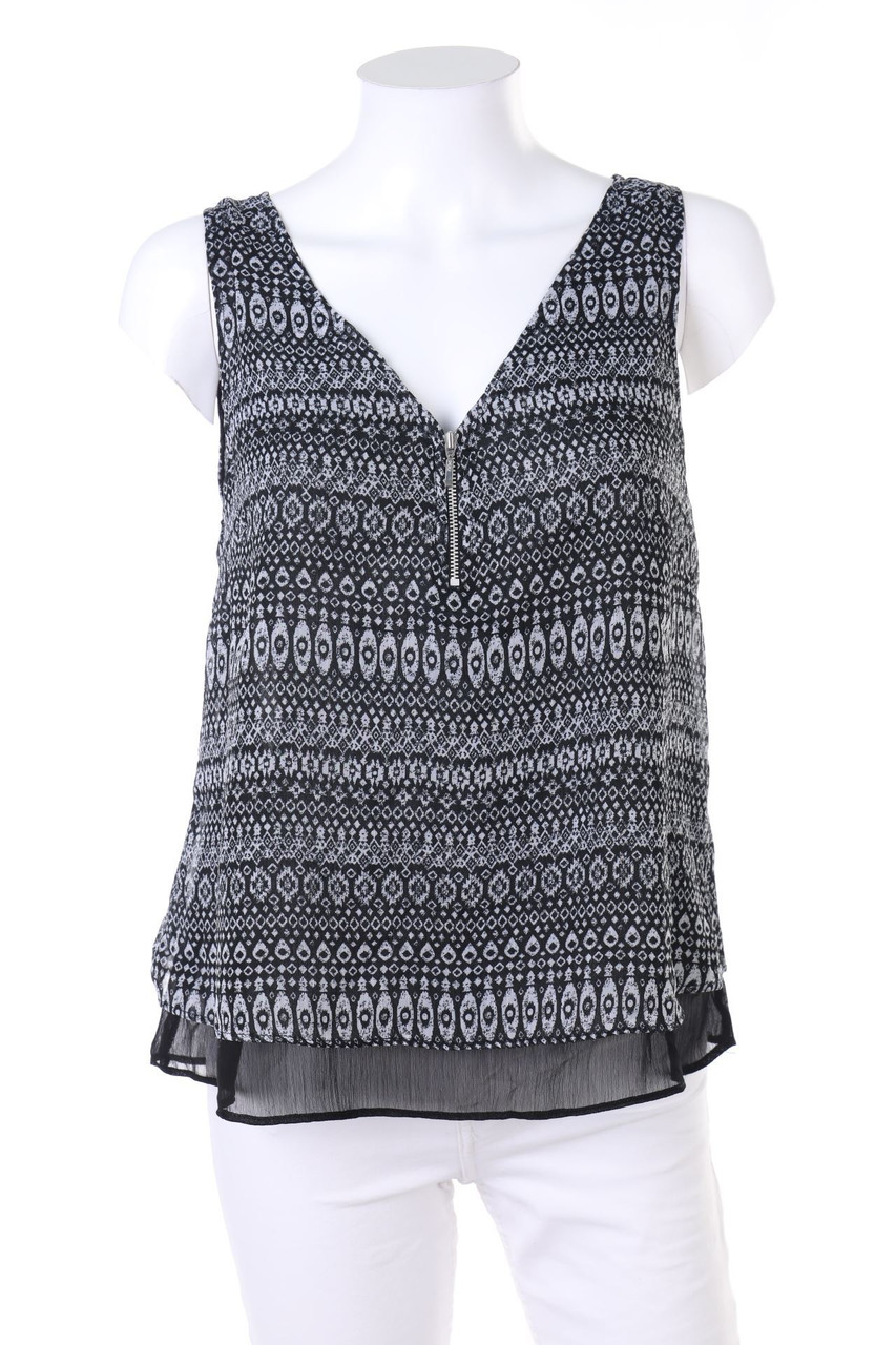 Jennyfer - Print-Blusentop im Layer Look mit Reißverschluss - M