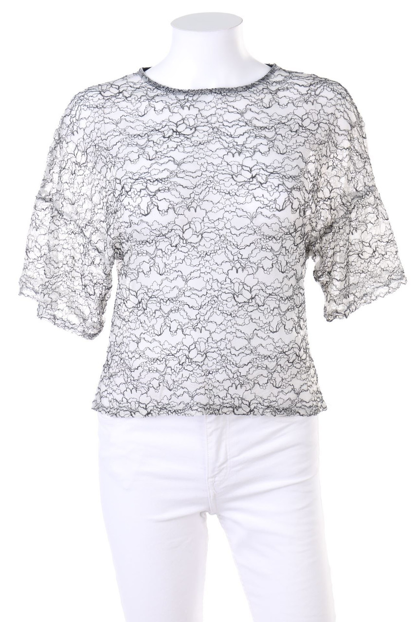 ZARA TRF - Kurzarm-Bluse aus Spitze - M