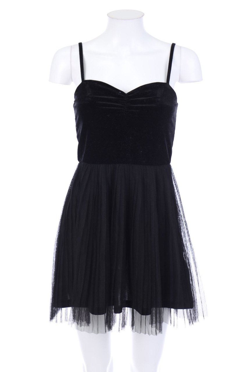 H&M - Plissee-Party-Kleid mit Samt - S