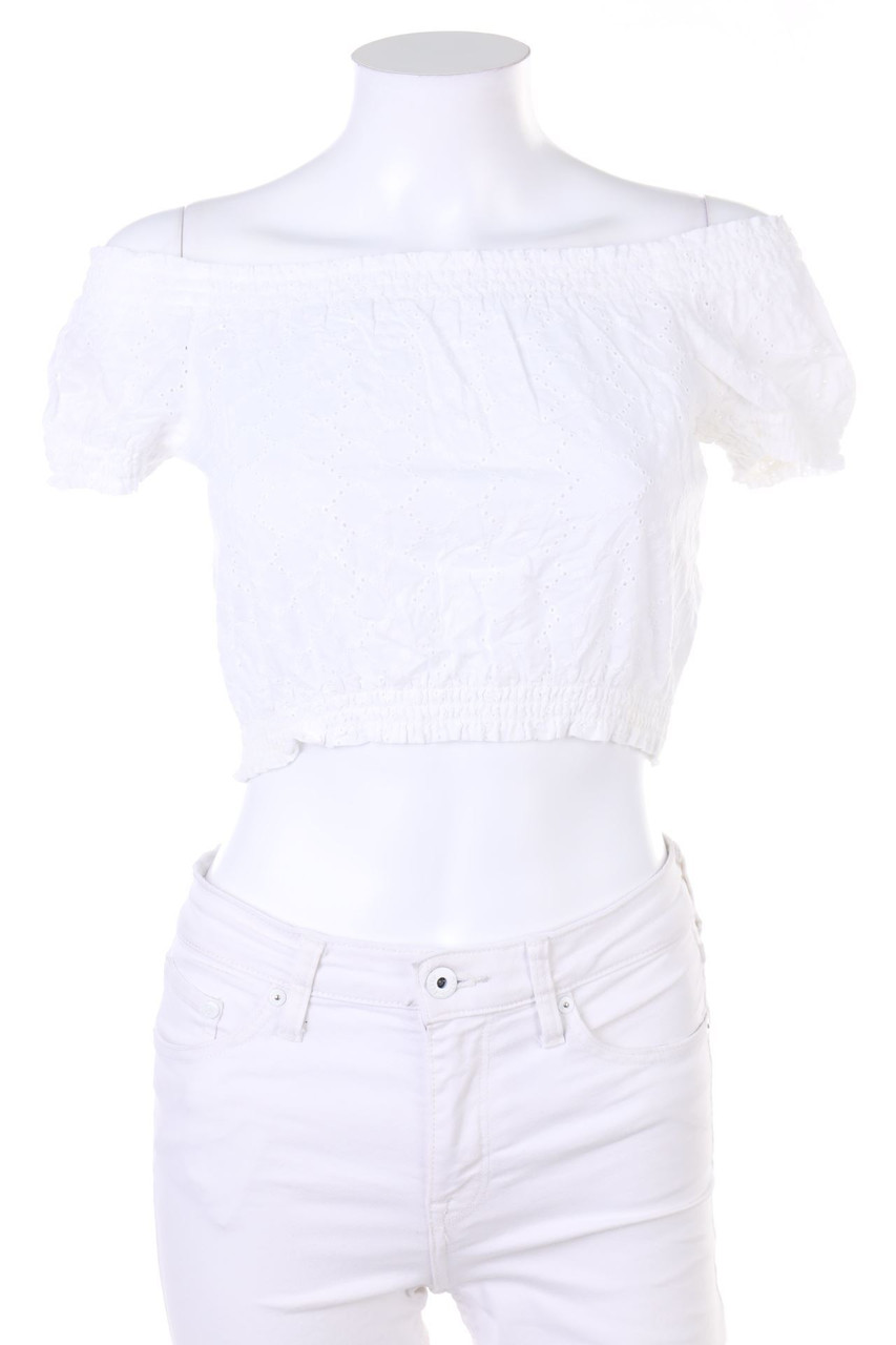 H&M DIVIDED - Spitzen-Carmen-Bluse aus Baumwolle - D 32