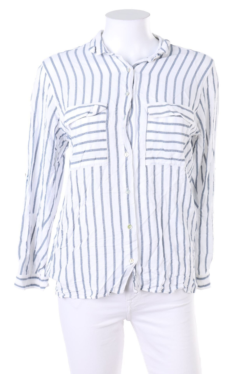 ZARA - Streifen-Bluse mit Roll-up-Manschette - S