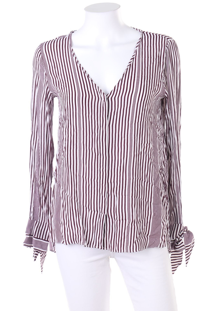 Massimo Dutti - Streifen-Bluse mit Schleife - D 38