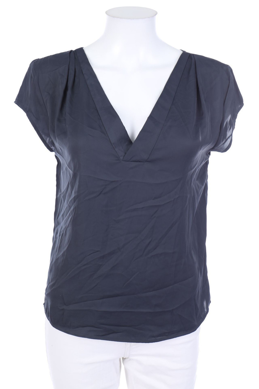 H&M CONSCIOUS - Kurzarm-Bluse mit Falten - M