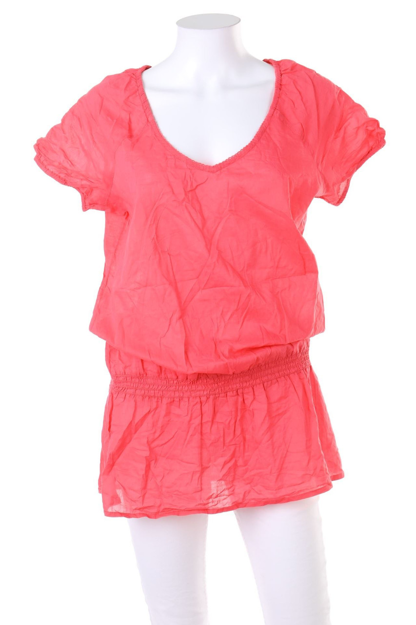 ESPRIT - Kurzarm-Bluse mit Smok-Details - D 38