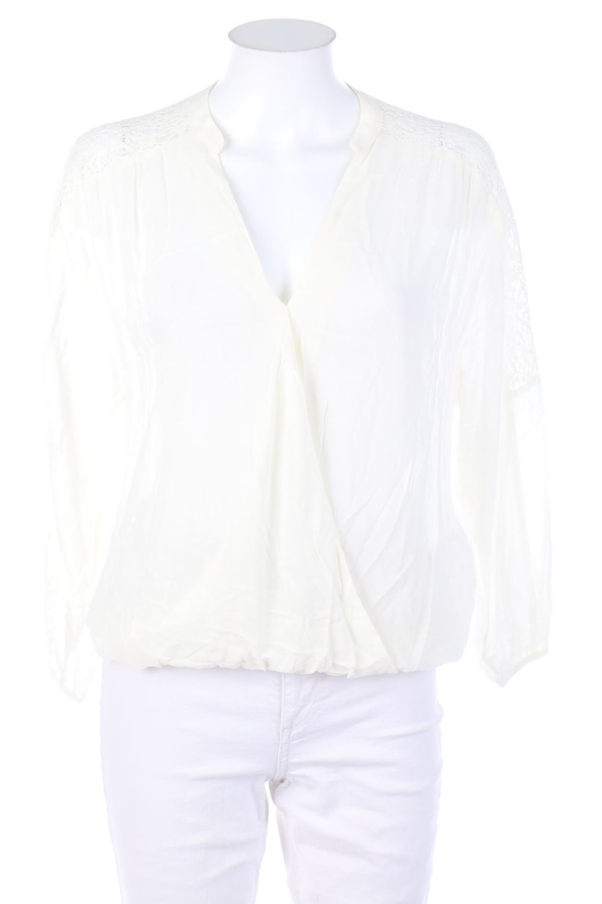 KOOKAI - Bluse in Wickel-Optik mit Spitzen-Einsatz - D 36