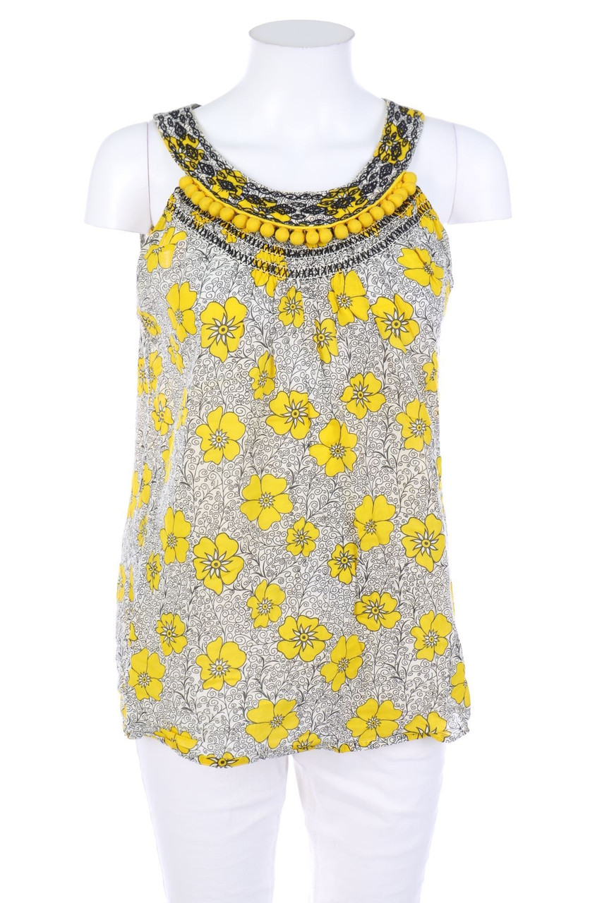 HE LOVES ME HE LOVES ME NOT - Blouse Top with Flower Print - S