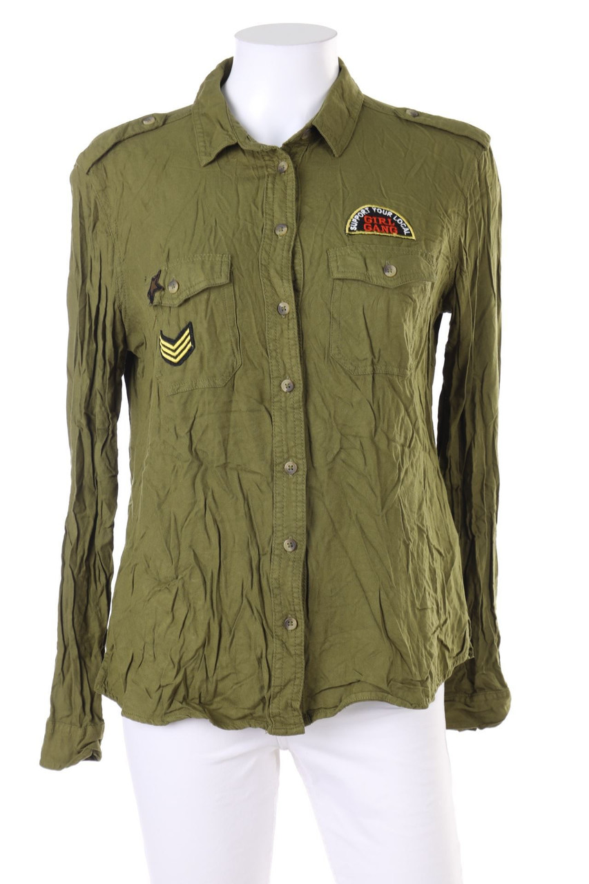 TALLY WEiJL - Shirt Blouse, Military Style with Embroideries - M