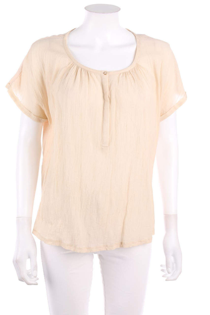 COMPTOIR DES COTONNIERS - Crinkle-Shortsleeve Blouse with Ruffles - XL