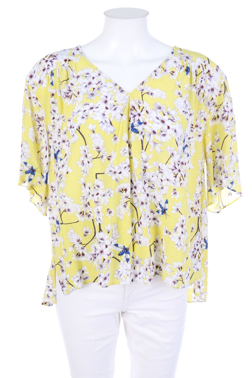 ANNA GLOVER x H&M - Kurzarm-Bluse aus Viskose mit Blumen-Print - D 42