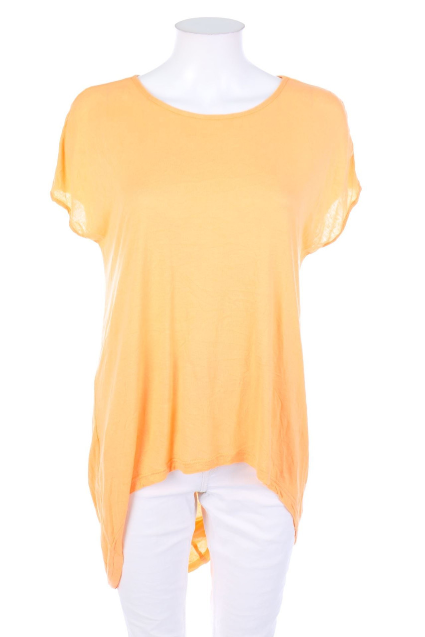 ELIZABETH - Vokuhila-Long-Shortsleeve-Shirt, Cotton-blend with Draping - M