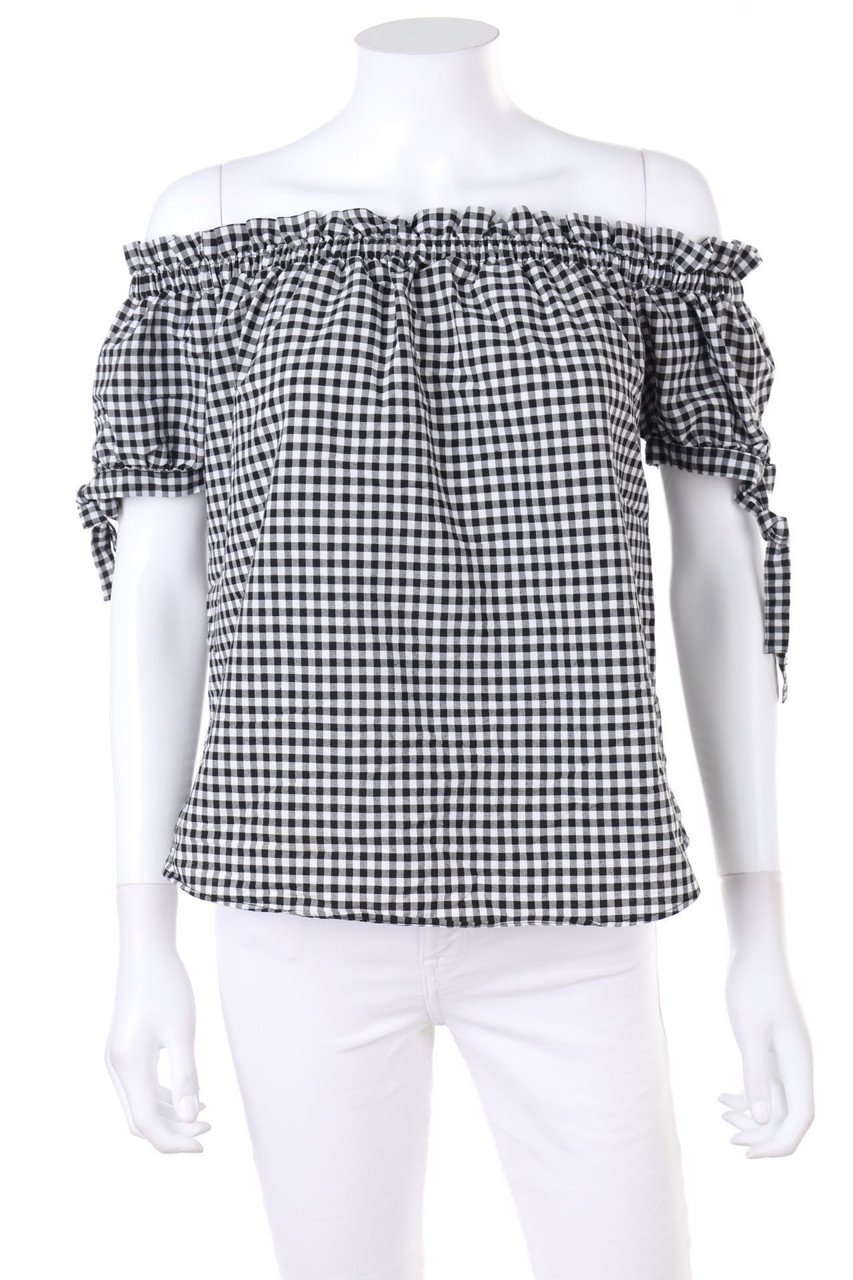 H&M LOGG - Carmen-Bluse mit Karo-Muster - D 34