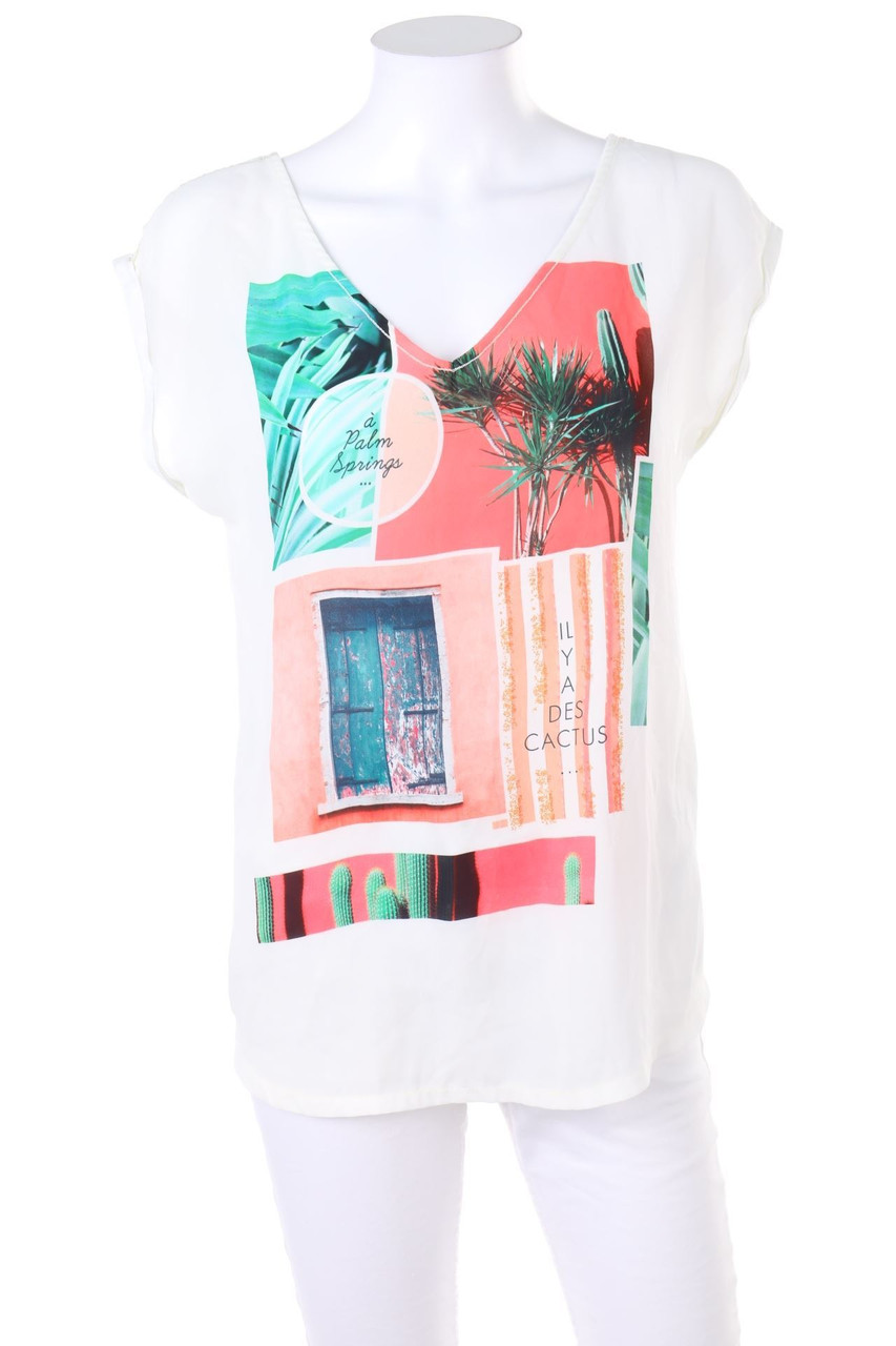 GRAIN DE MALICE - Kurzarm-Shirt mit Statement-Print - M