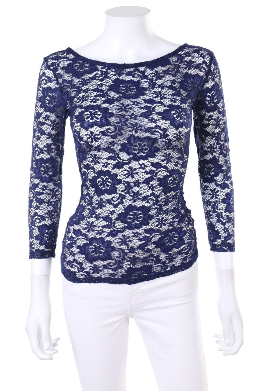 Ohne Label - Spitzen-3/4-Arm-Shirt - D 36