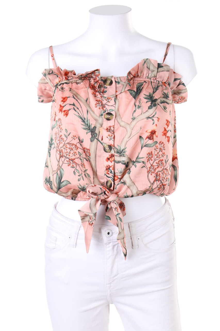 H&M - Top mit Blumen-Print zum Knoten - S