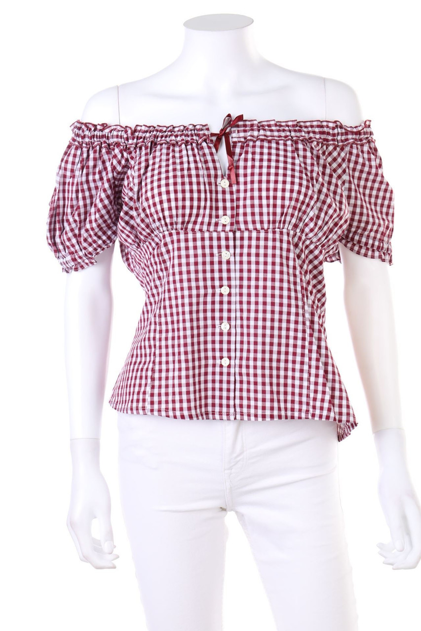 Waldschütz - Carmen-Checked Traditional Blouse, Cotton - D 40