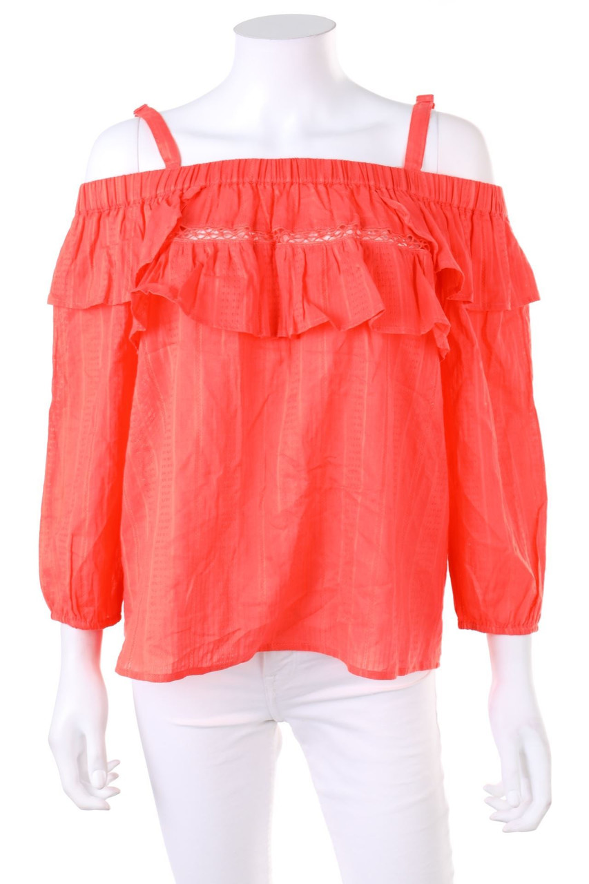 NAF NAF - Carmen-Bluse mit Volants - D 36