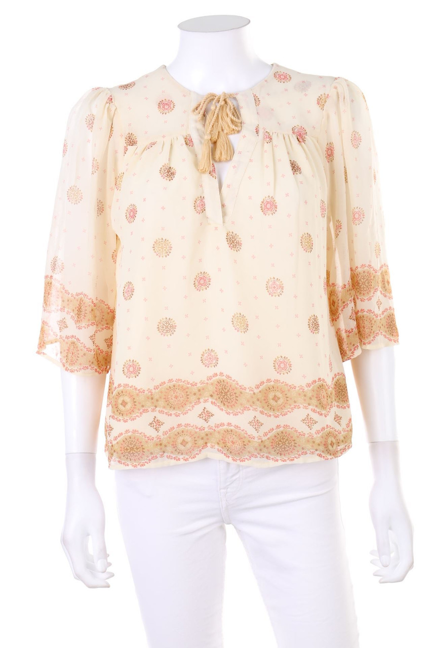 H&M LOGG - Chiffon-Bluse mit 3/4-Ärmel im Boho-Stil - D 32