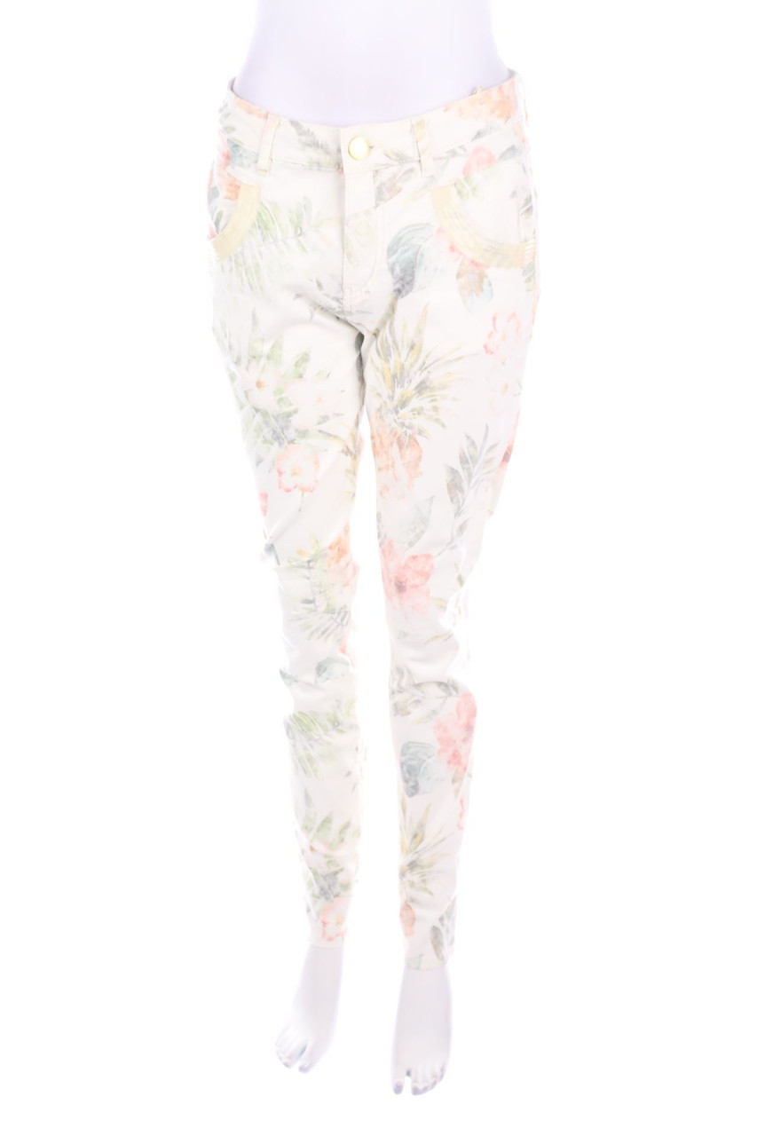 MOS MOSH - Skinny-Jeans mit Blumen-Print - W30
