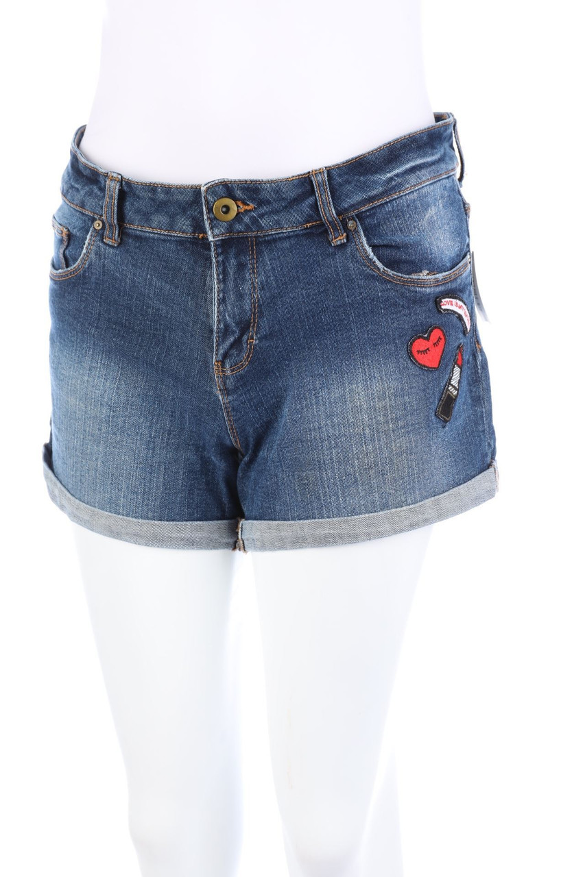 esmara - Used Look Denim Shorts with Patches - D 38