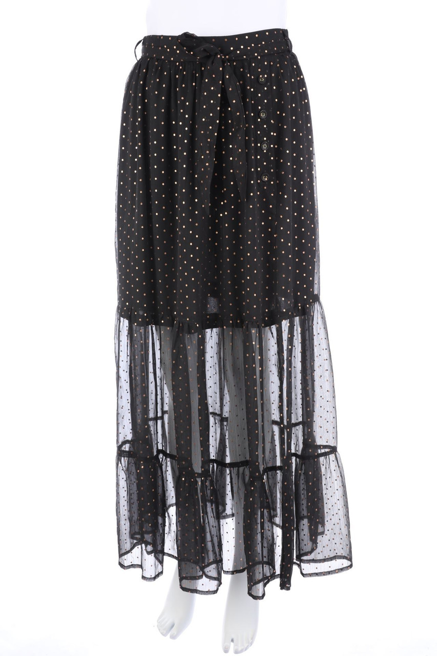 Grace & Mila PARIS - Polka Dot-Glitter-Midi Skirt, Layer Look to tie - S
