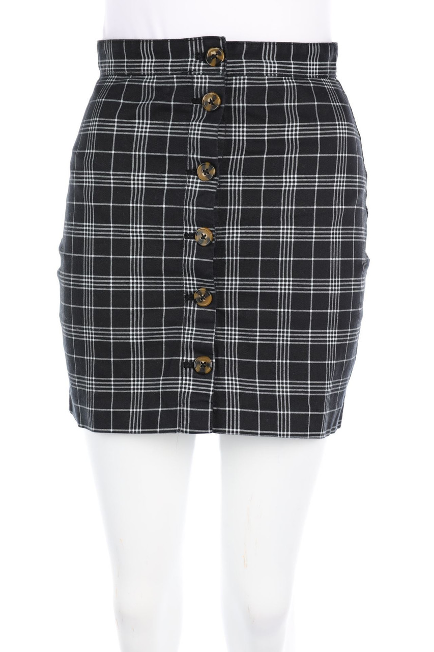 H&M DIVIDED - Karo-Minirock aus Baumwolle mit Knöpfen - D 32