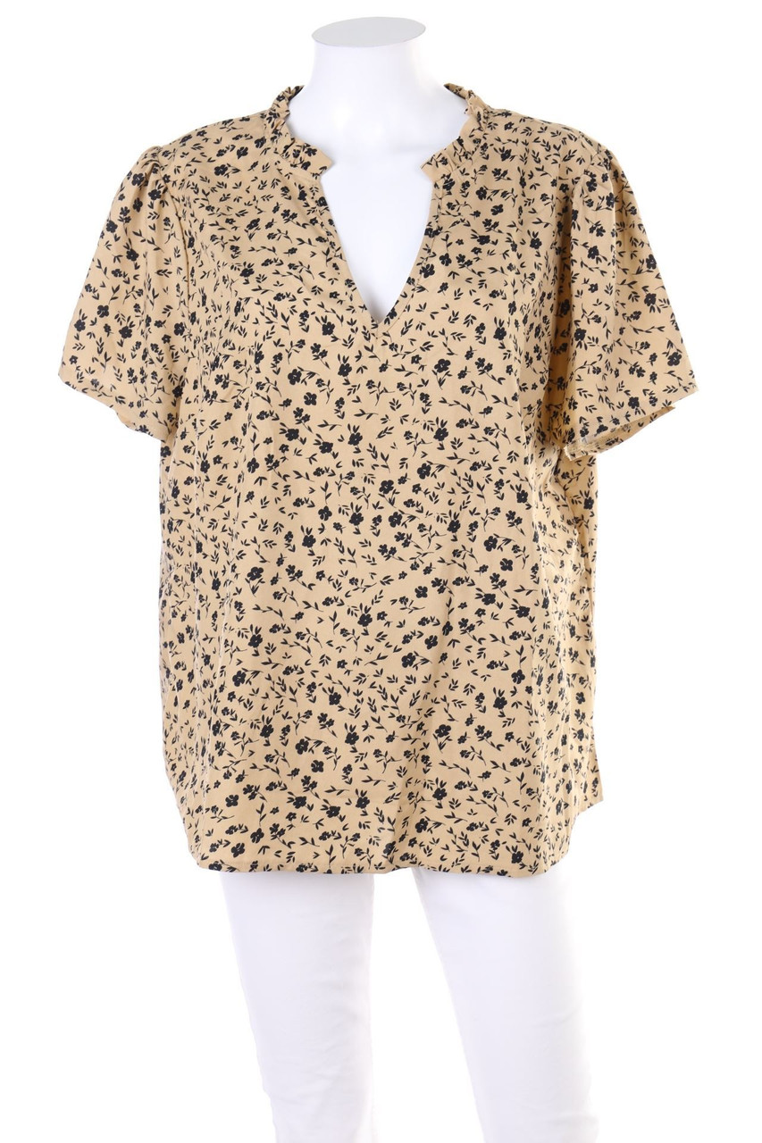 EMERY ROSE - Shortsleeve Blouse with Flower Print - XL