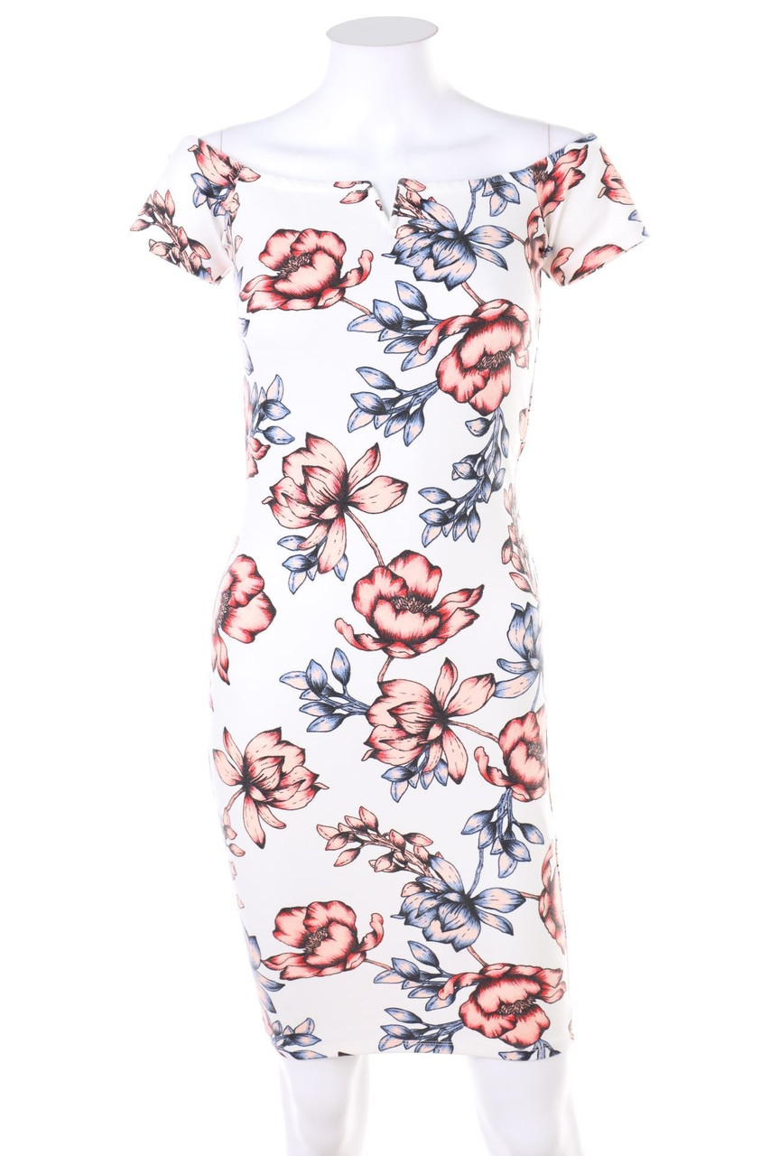 AMISU - Carmen-Kleid mit floralem Muster - D 34