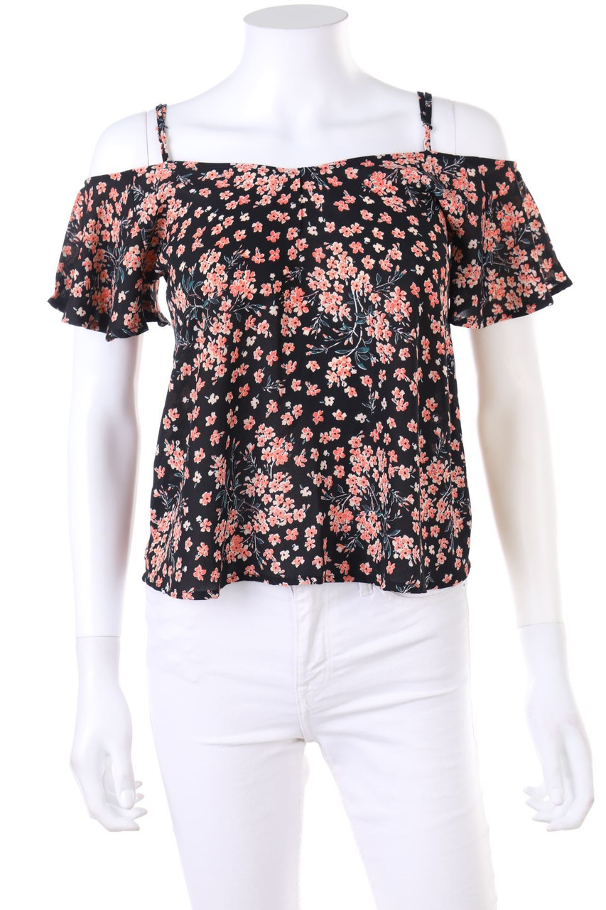 TALLY WEiJL - Cold-Shoulder-Blouse with Flower Print - XXS