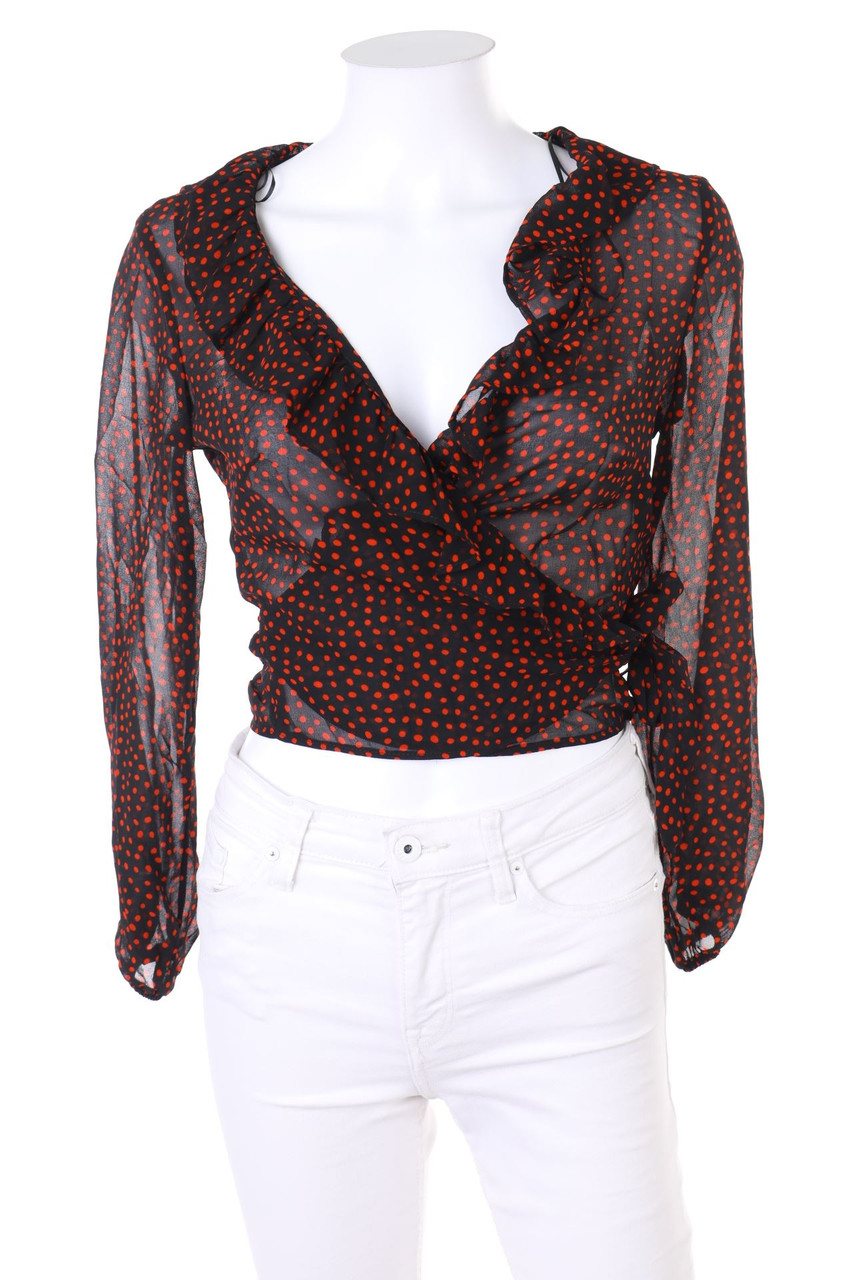 Bershka - Wrap Blouse with Dots - S